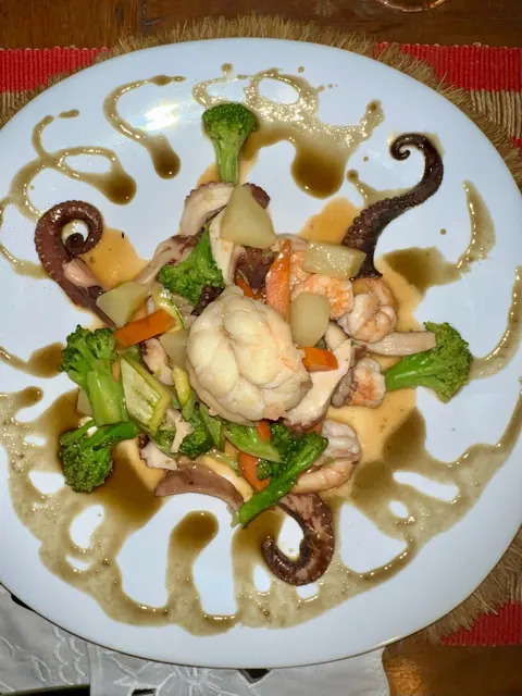 Octopus and vegetables