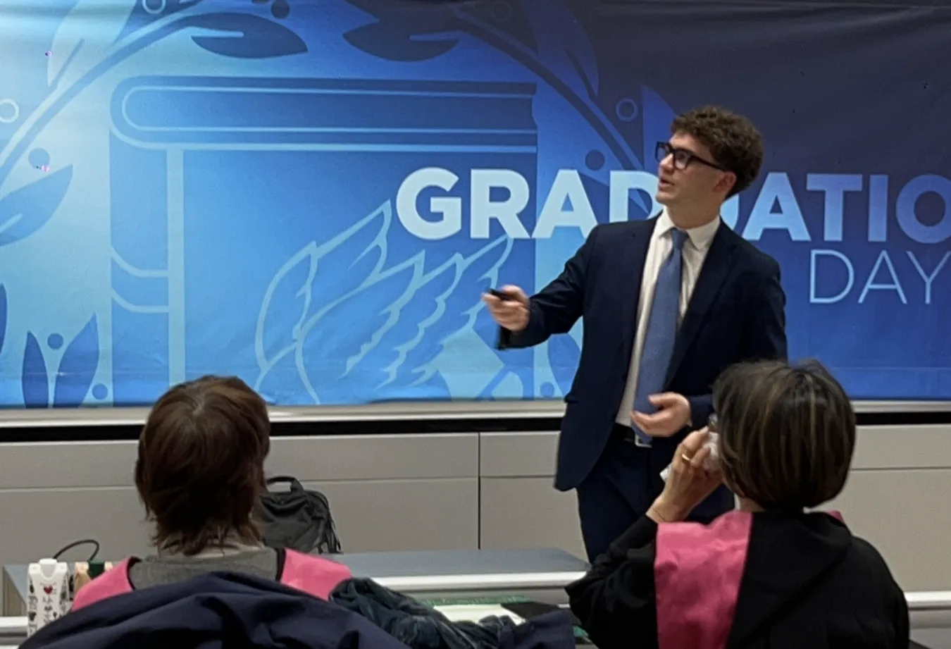 Saverio on stage at the Bocconi Graduation Day